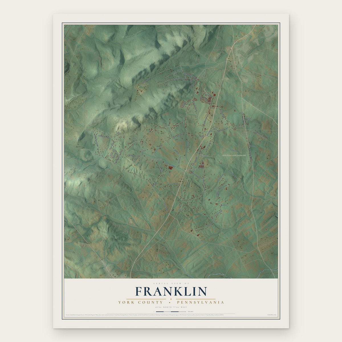 Franklin, York County, Pennsylvania map print, the full design