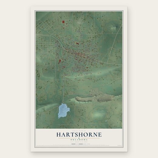 Hartshorne, Oklahoma map print, the full design