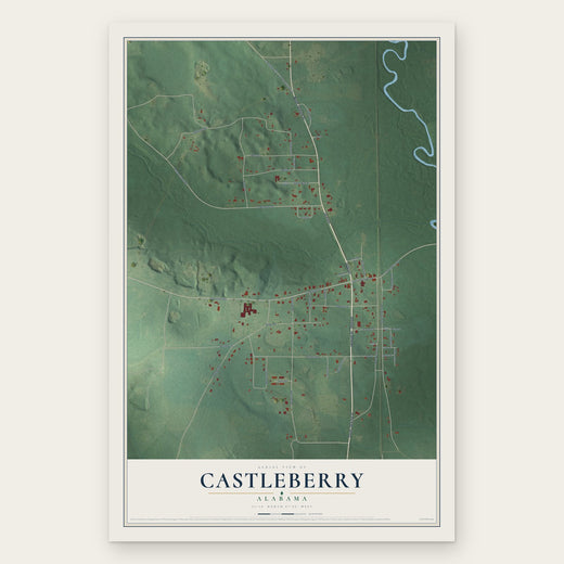 Castleberry, Alabama map print, the full design