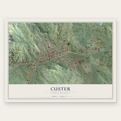 Custer, South Dakota map print, the full design