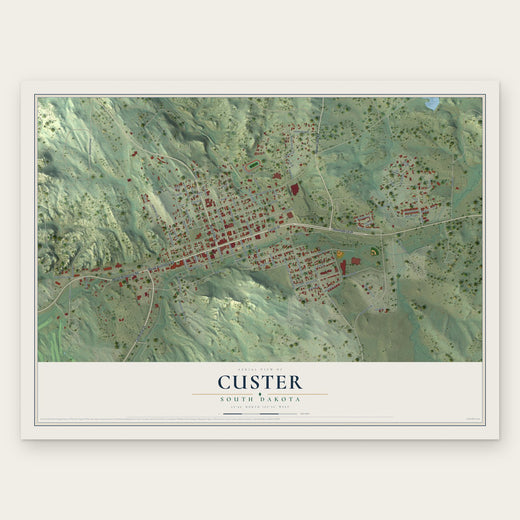 Custer, South Dakota map print, the full design
