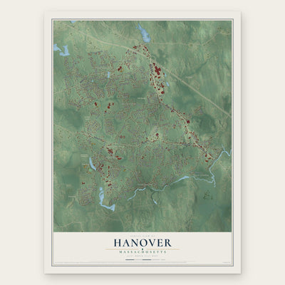 Hanover, Massachusetts map print, the full design