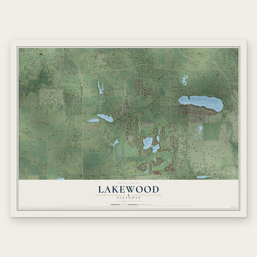 Lakewood, Illinois map print, the full design