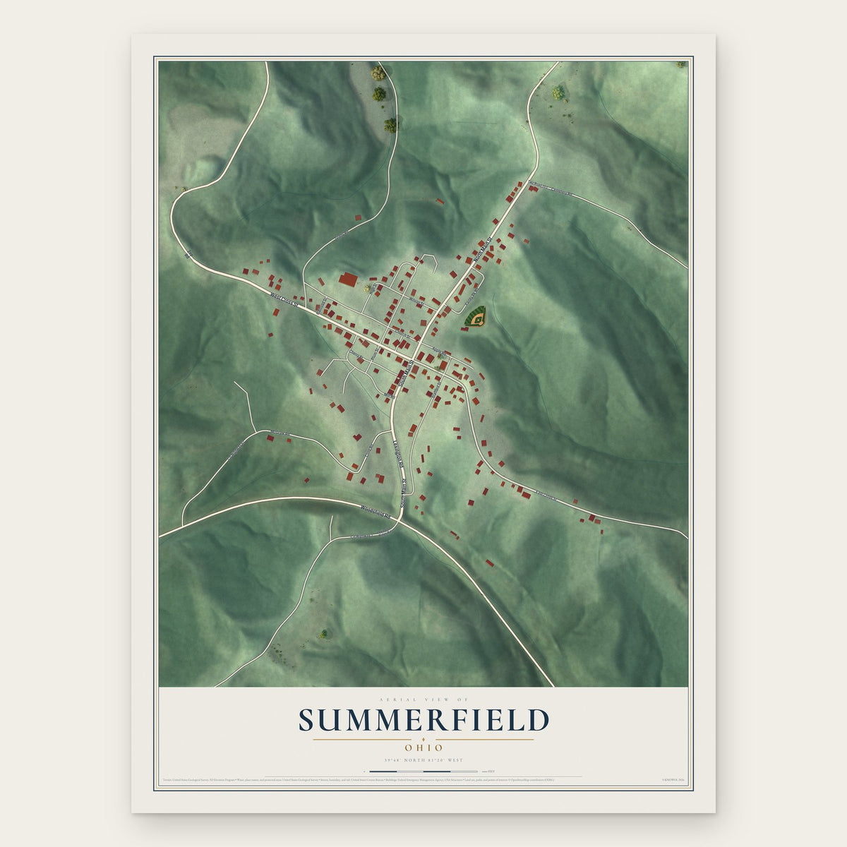 Summerfield, Ohio map print, the full design