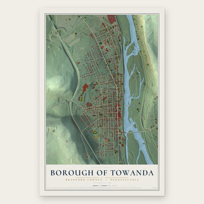 Borough of Towanda, Bradford County, Pennsylvania map print, the full design