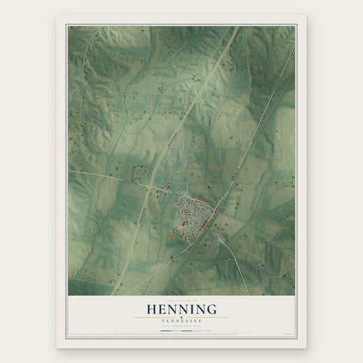 Henning, Tennessee map print, the full design