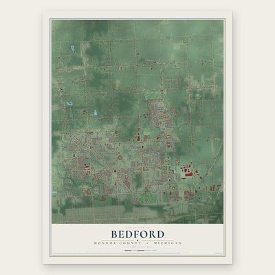 Bedford, Monroe County, Michigan map print, the full design