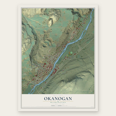 Okanogan, Washington map print, the full design