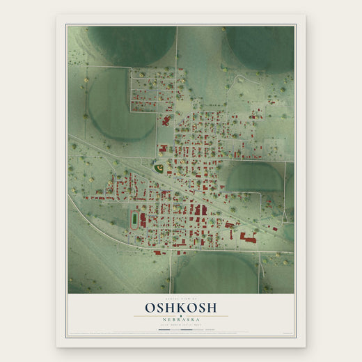 Oshkosh, Nebraska map print, the full design