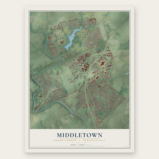 Middletown, Bucks County, Pennsylvania map print, the full design