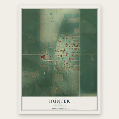 Hunter, Oklahoma map print, the full design