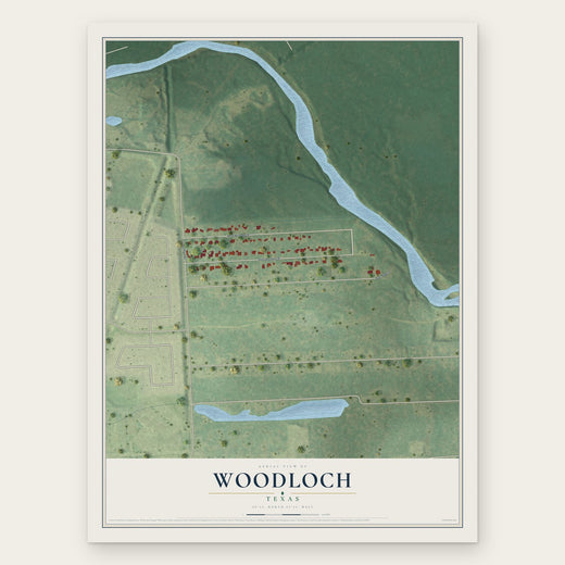 Woodloch, Texas map print, the full design
