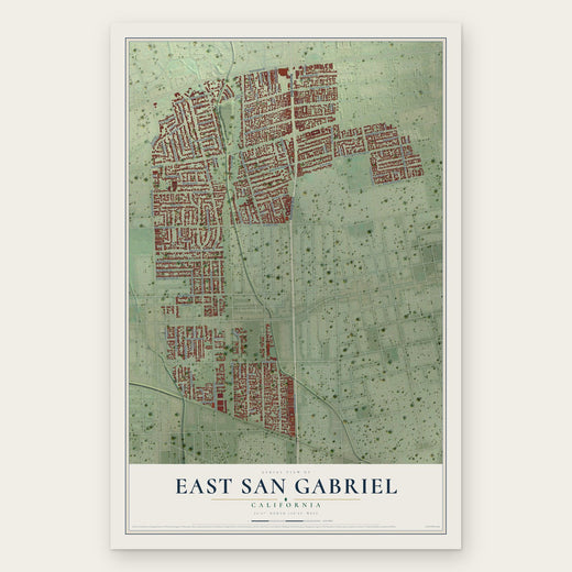 East San Gabriel, California map print, the full design