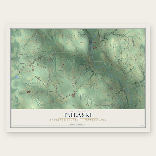 Pulaski, Lawrence County, Pennsylvania map print, the full design