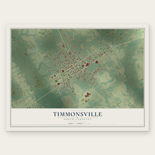Timmonsville, South Carolina map print, the full design