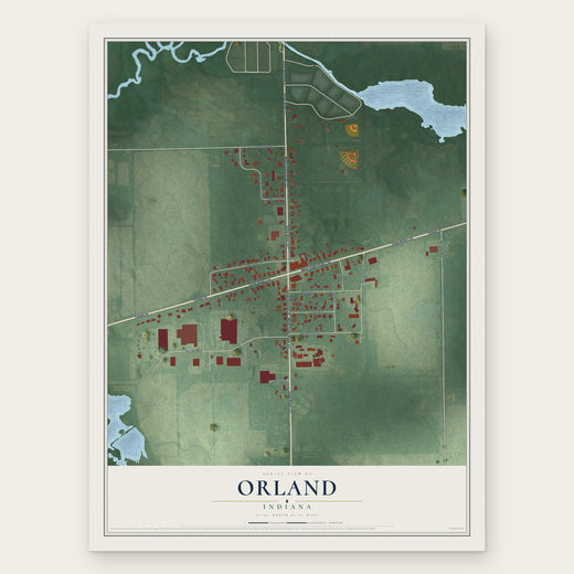 Orland, Indiana map print, the full design