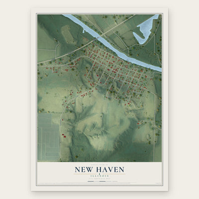 New Haven, Illinois map print, the full design