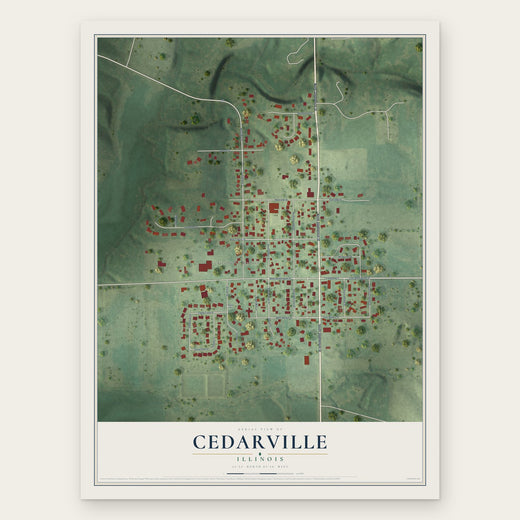 Cedarville, Illinois map print, the full design