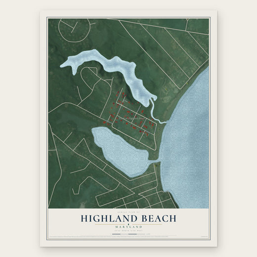 Highland Beach, Maryland map print, the full design