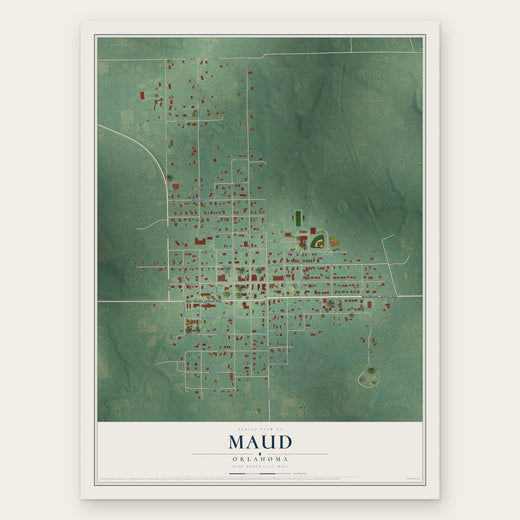 Maud, Oklahoma map print, the full design