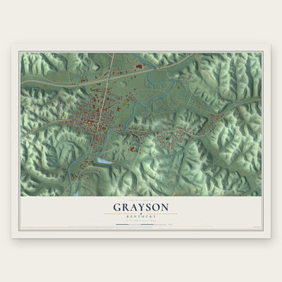Grayson, Kentucky map print, the full design