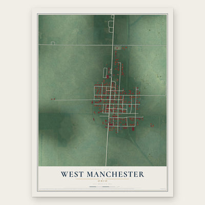 West Manchester, Ohio map print, the full design