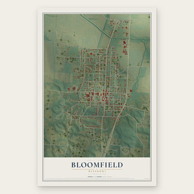 Bloomfield, Missouri map print, the full design