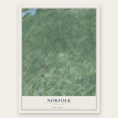 Norfolk, New York map print, the full design