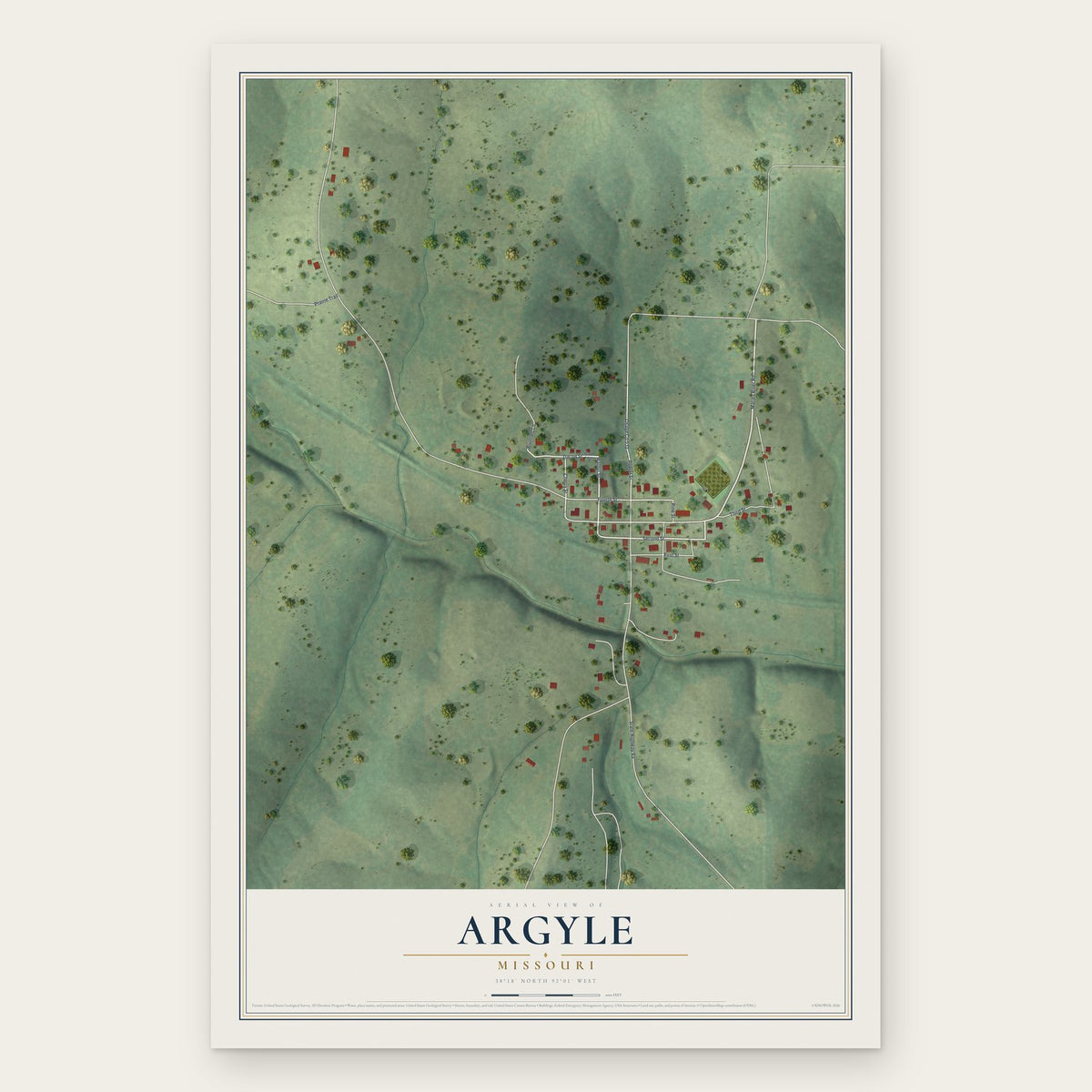 Argyle, Missouri map print, the full design