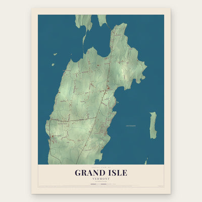 Grand Isle, Vermont map print, the full design