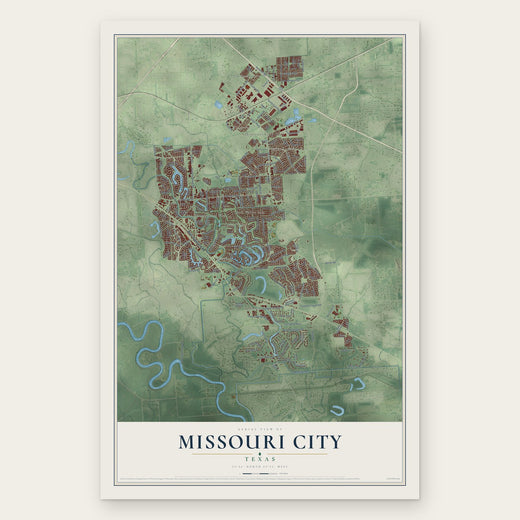 Missouri City, Texas map print, the full design