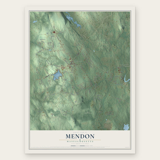 Mendon, Massachusetts map print, the full design