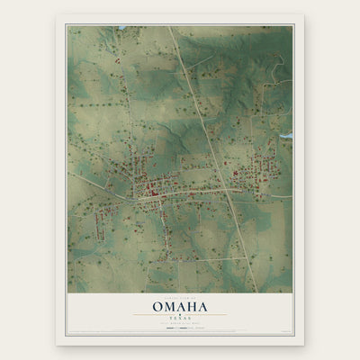 Omaha, Texas map print, the full design