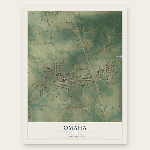 Omaha, Texas map print, the full design