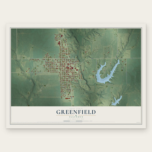 Greenfield, Illinois map print, the full design