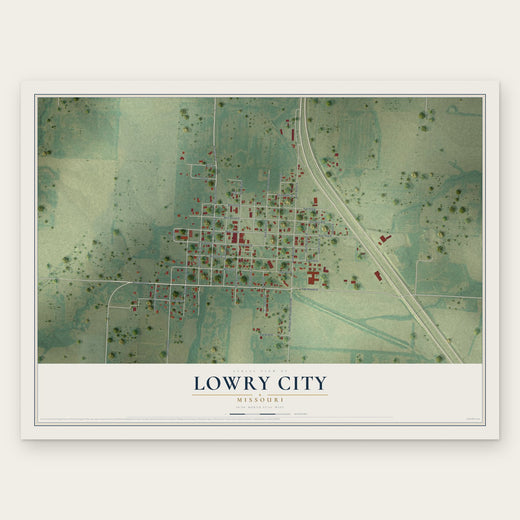 Lowry City, Missouri map print, the full design