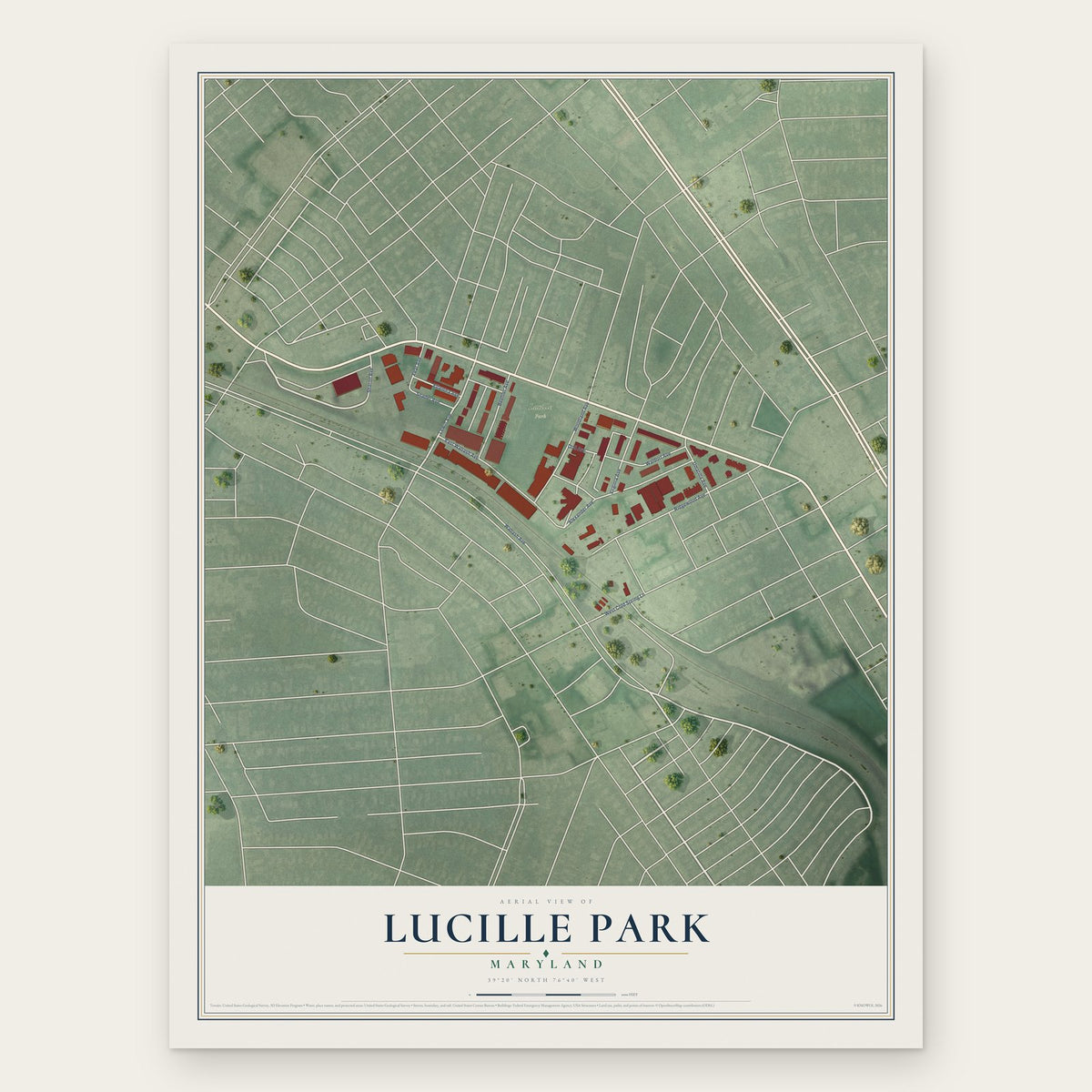 Lucille Park, Maryland map print, the full design