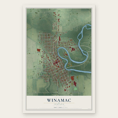 Winamac, Indiana map print, the full design