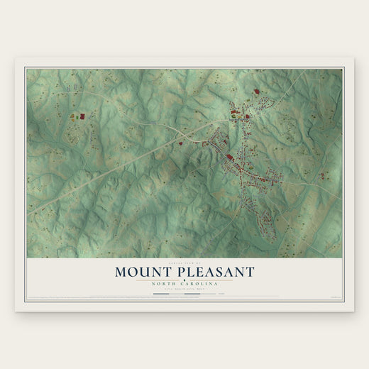 Mount Pleasant, North Carolina map print, the full design
