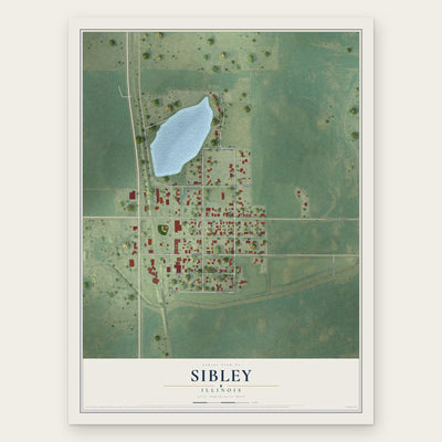 Sibley, Illinois map print, the full design