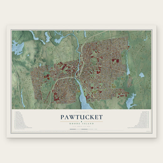Pawtucket, Rhode Island map print, the full design