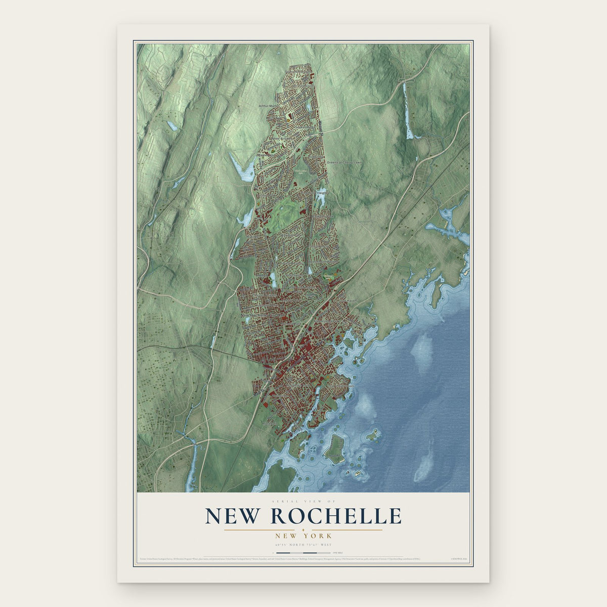 New Rochelle, New York map print, the full design