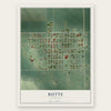Butte, Nebraska map print, the full design