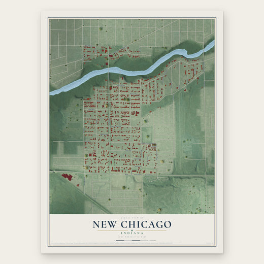 New Chicago, Indiana map print, the full design
