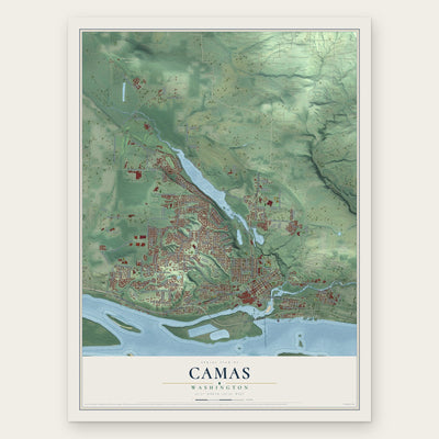 Camas, Washington map print, the full design