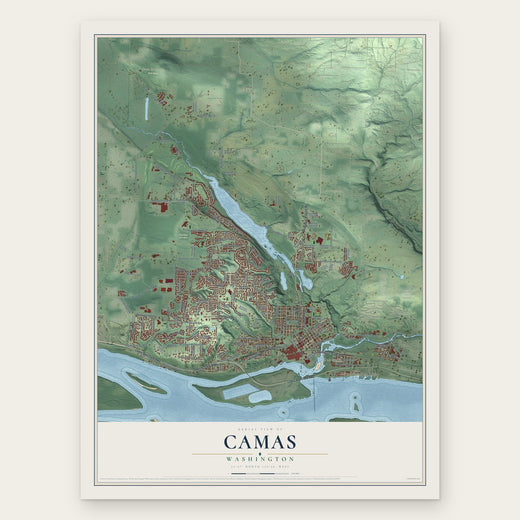 Camas, Washington map print, the full design