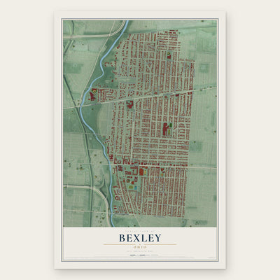 Bexley, Ohio map print, the full design