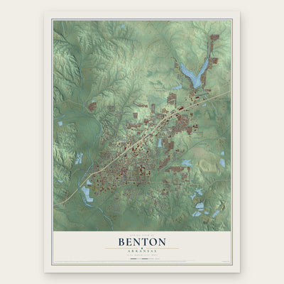 Benton, Arkansas map print, the full design