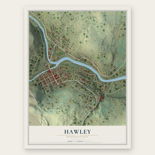 Hawley, Pennsylvania map print, the full design