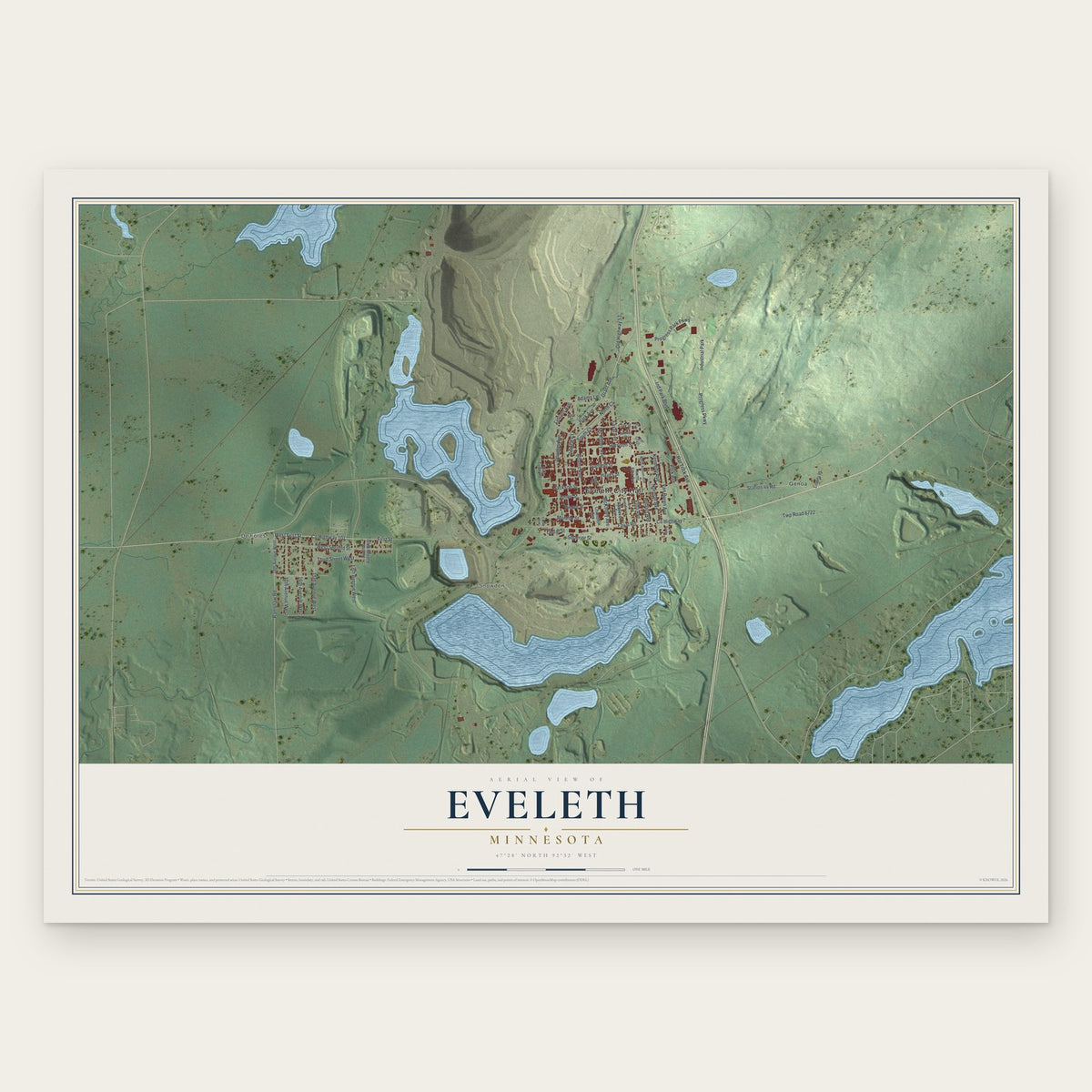 Eveleth, Minnesota map print, the full design